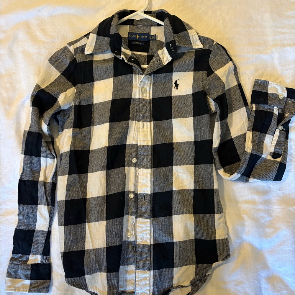 Ralph Lauren Black and White Buffalo Check Button-Down Shirt